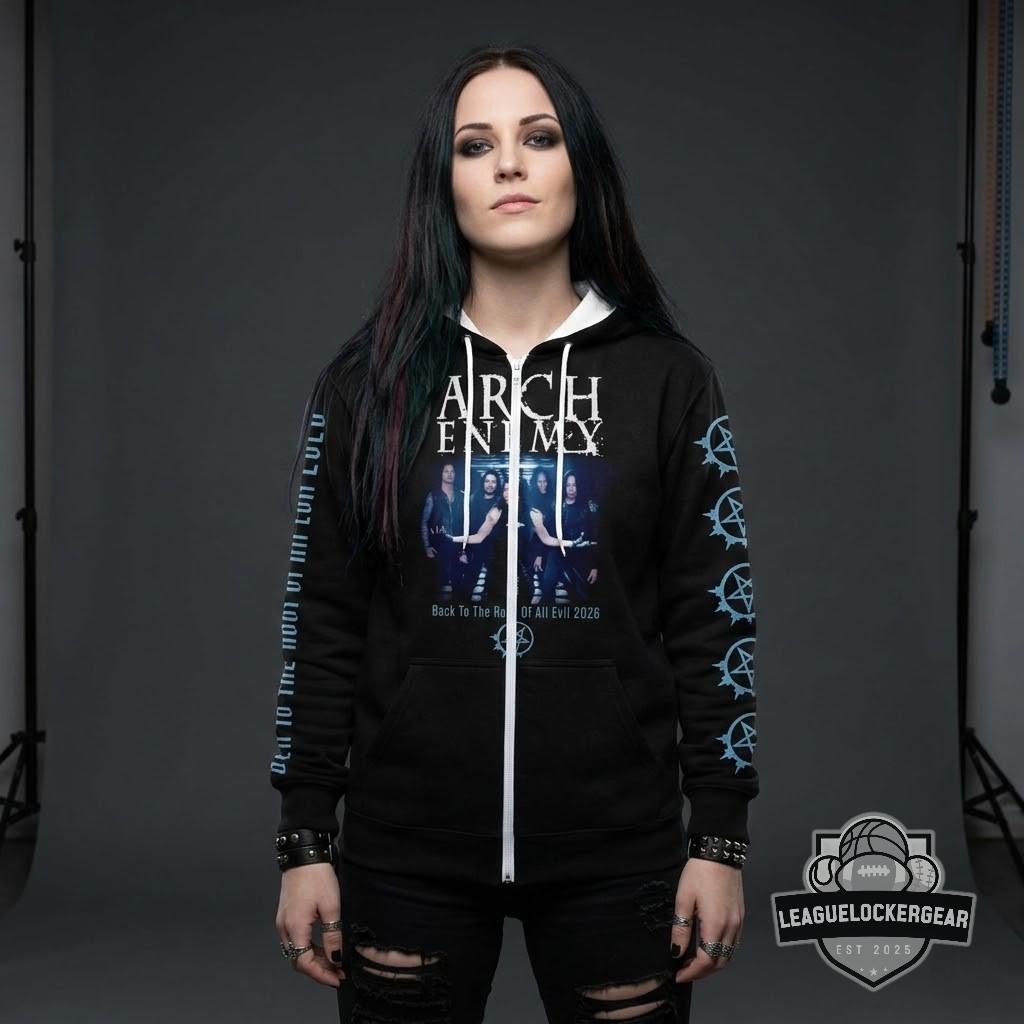 Arch Enemy Back To The Root Of All Evil 2026 Tour 3D Zip-Up Hoodie