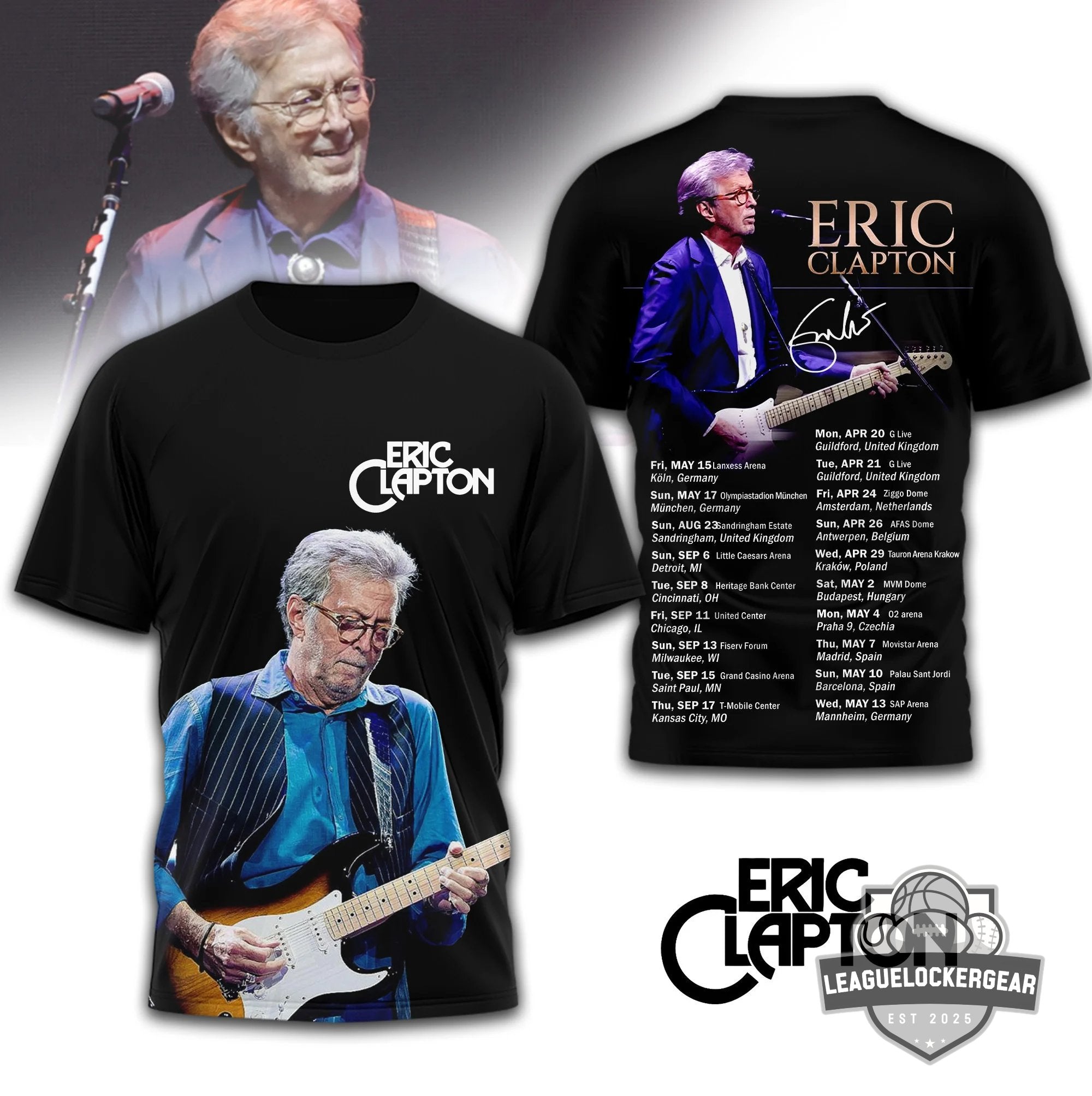 Eric Clapton Tour 2026 With Signature T-Shirt