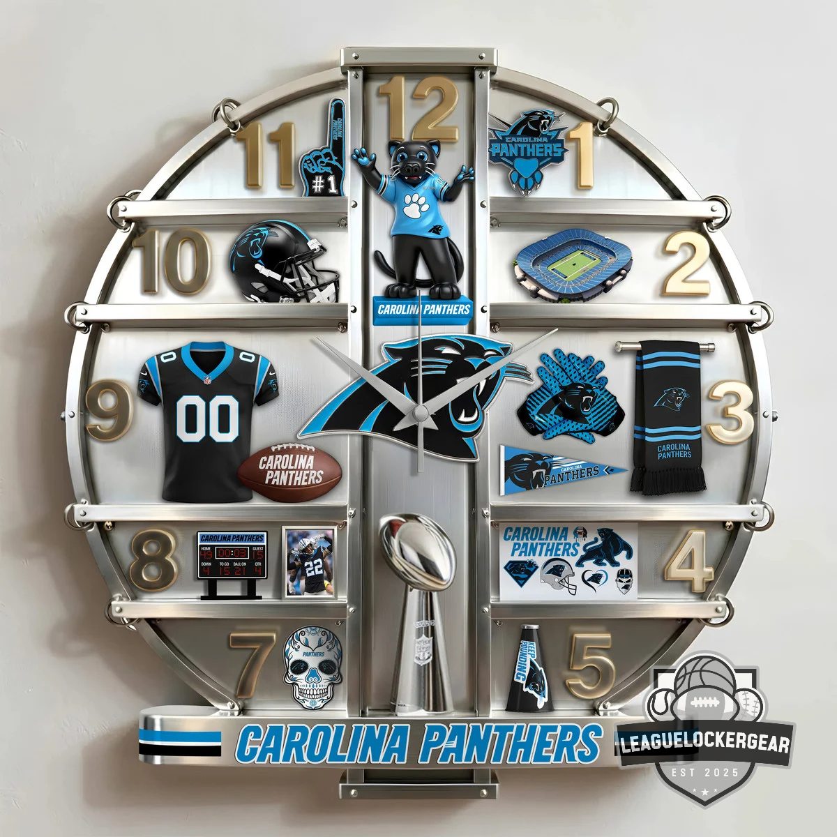 Carolina Panthers 3D Visual Effect Acrylic Wall Clock