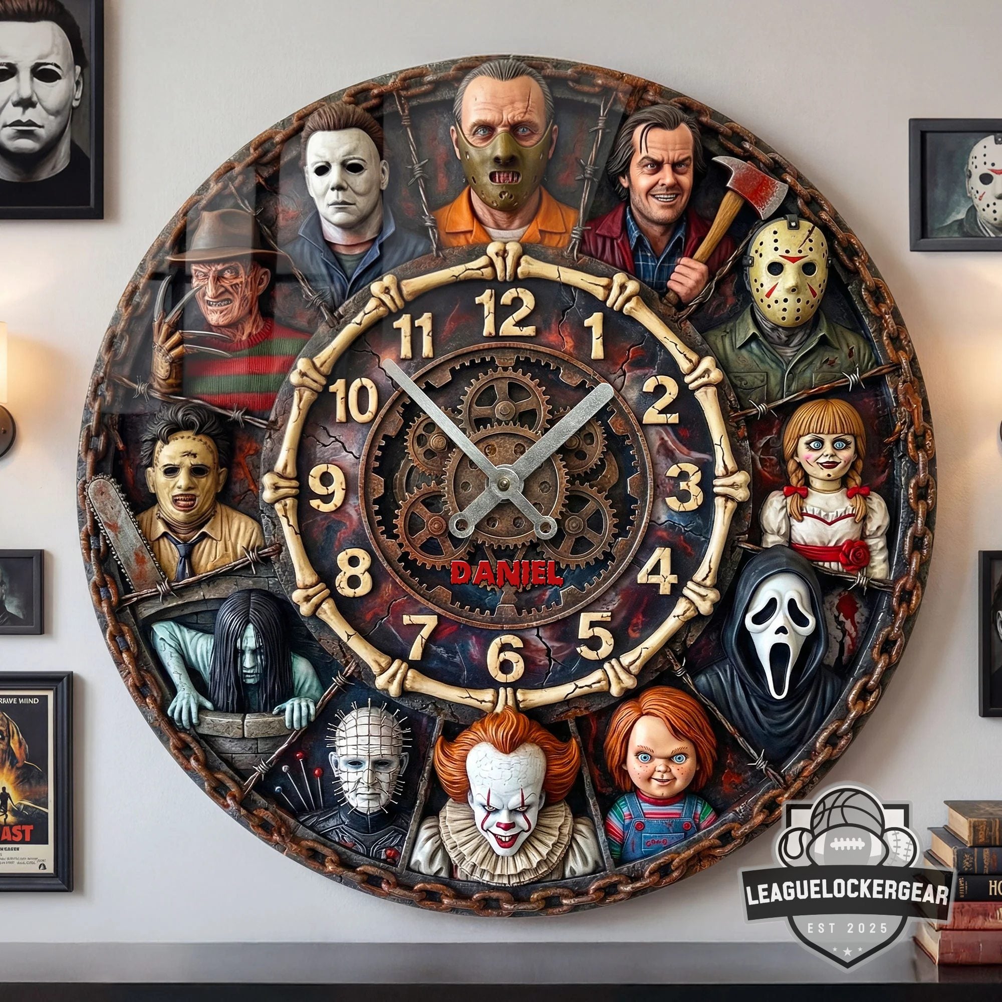 Horror Movie Personalized Name Wall Clock