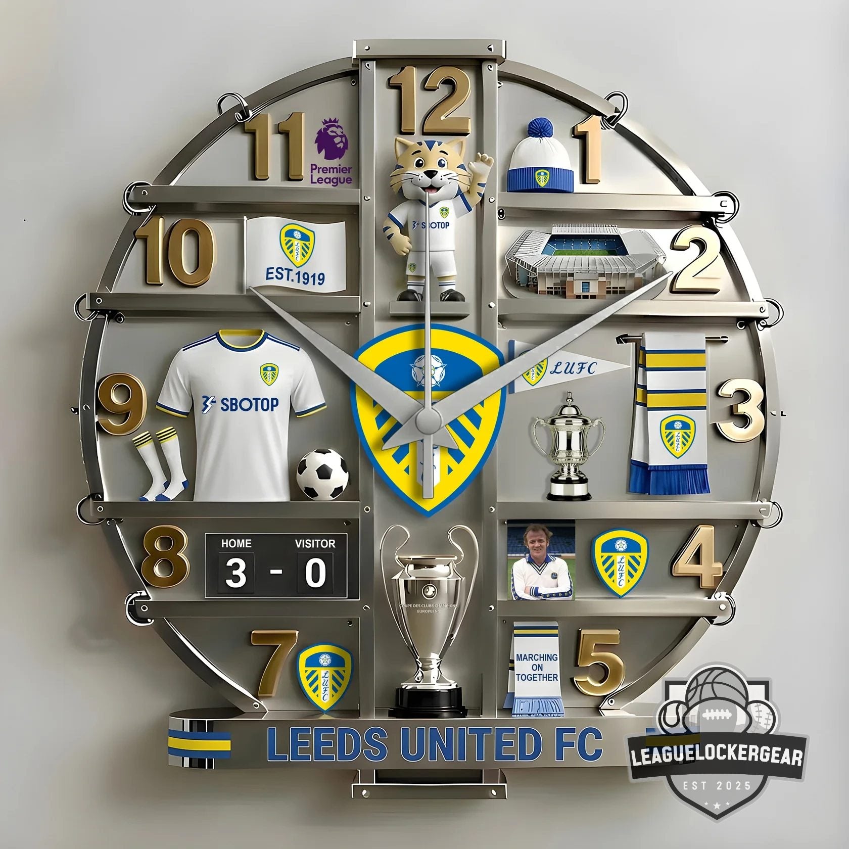 Leeds United 3D Visual Effect Acrylic Wall Clock