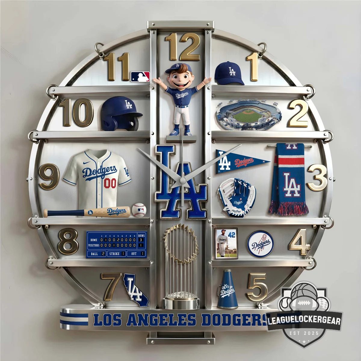 Los Angeles Dodgers 3D Visual Effect Acrylic Wall Clock