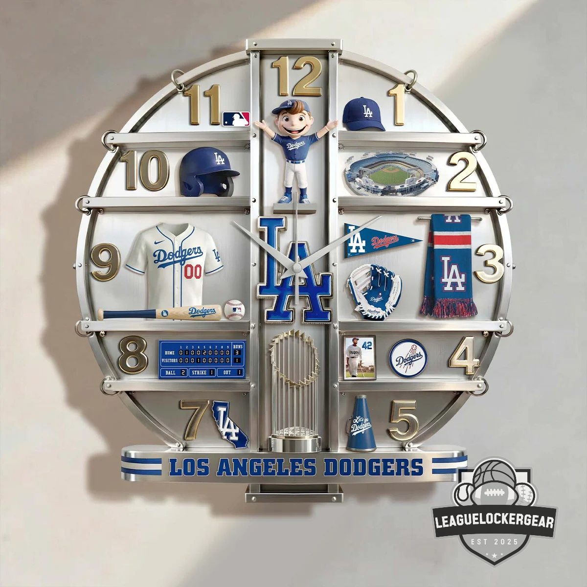 Los Angeles Dodgers 3D Visual Effect Acrylic Wall Clock