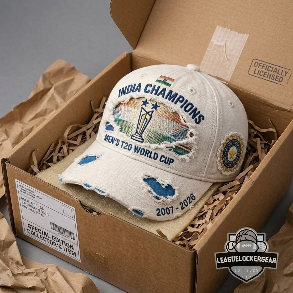 India Cricket Team Men’s T20 World Cup Two-Time Champions 2007-2026 Distressed Cap