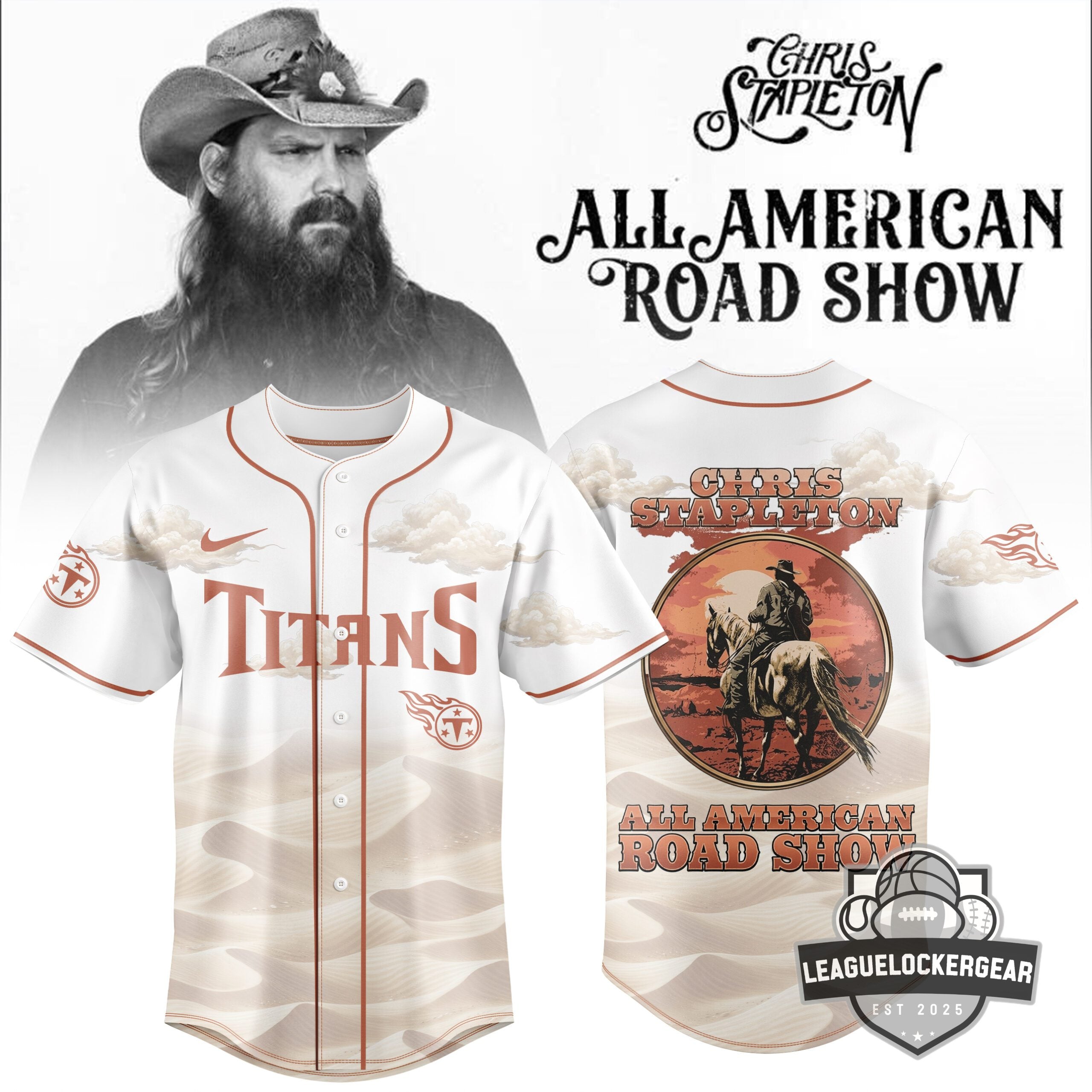 Chris Stapleton Tennessee Titans All American Road Show Baseball Jersey