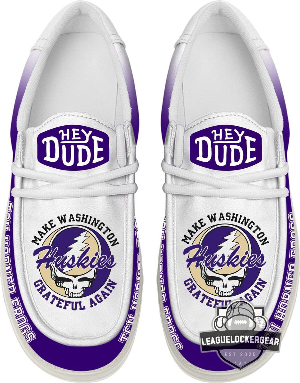 Washington Huskies Grateful Dead Steal Your Face Hey Dude Shoes