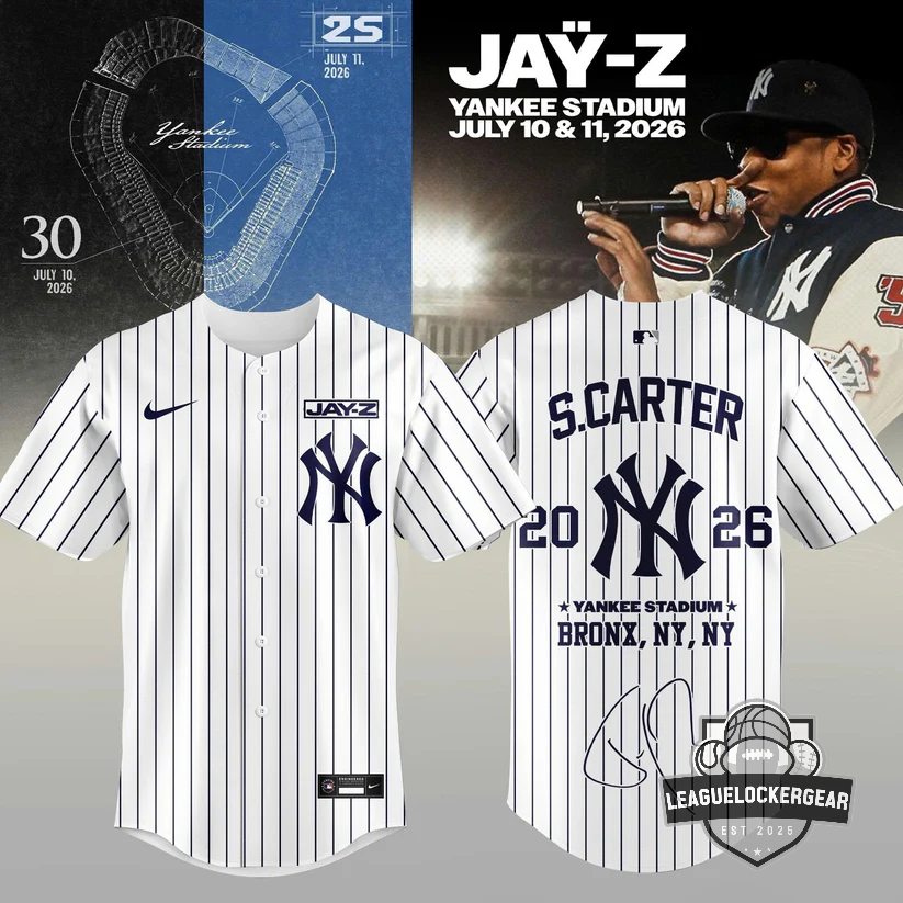 Jay-Z New York Yankees S. Carter Yankee Stadium 2026 Concert Baseball Jersey