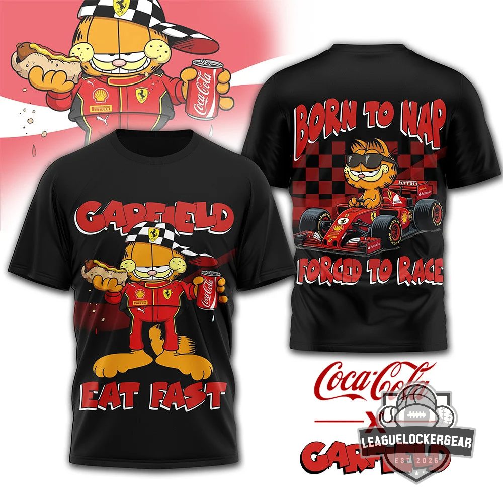 Garfield Ferrari F1 Born To Nap Forced To Race T-Shirt
