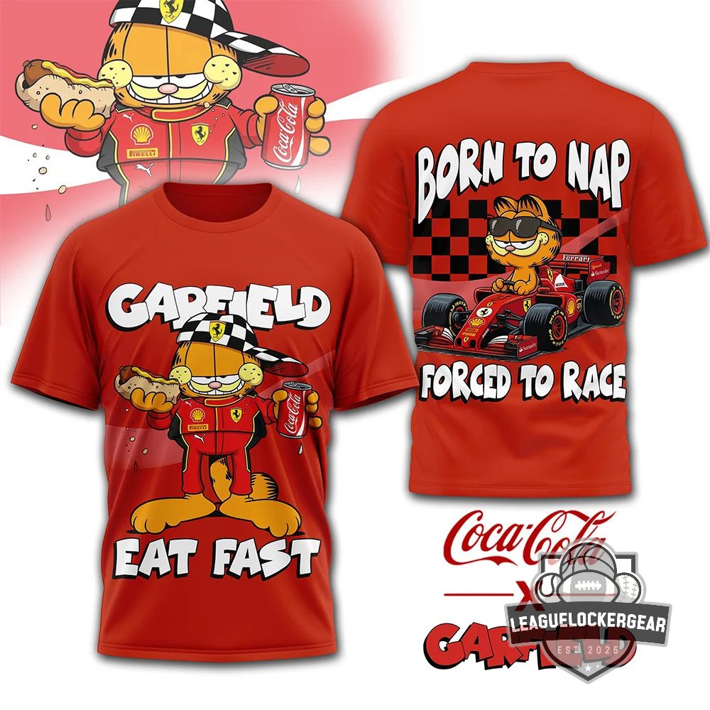 Garfield Ferrari F1 Born To Nap Forced To Race T-Shirt