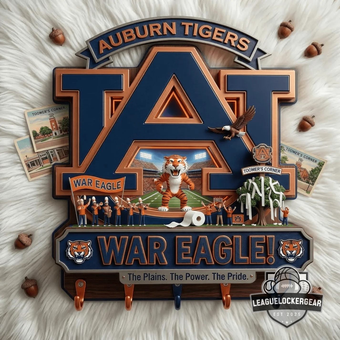 Auburn Tigers War Eagle Toomer’s Corner 3D Wall Mounted Key Holder