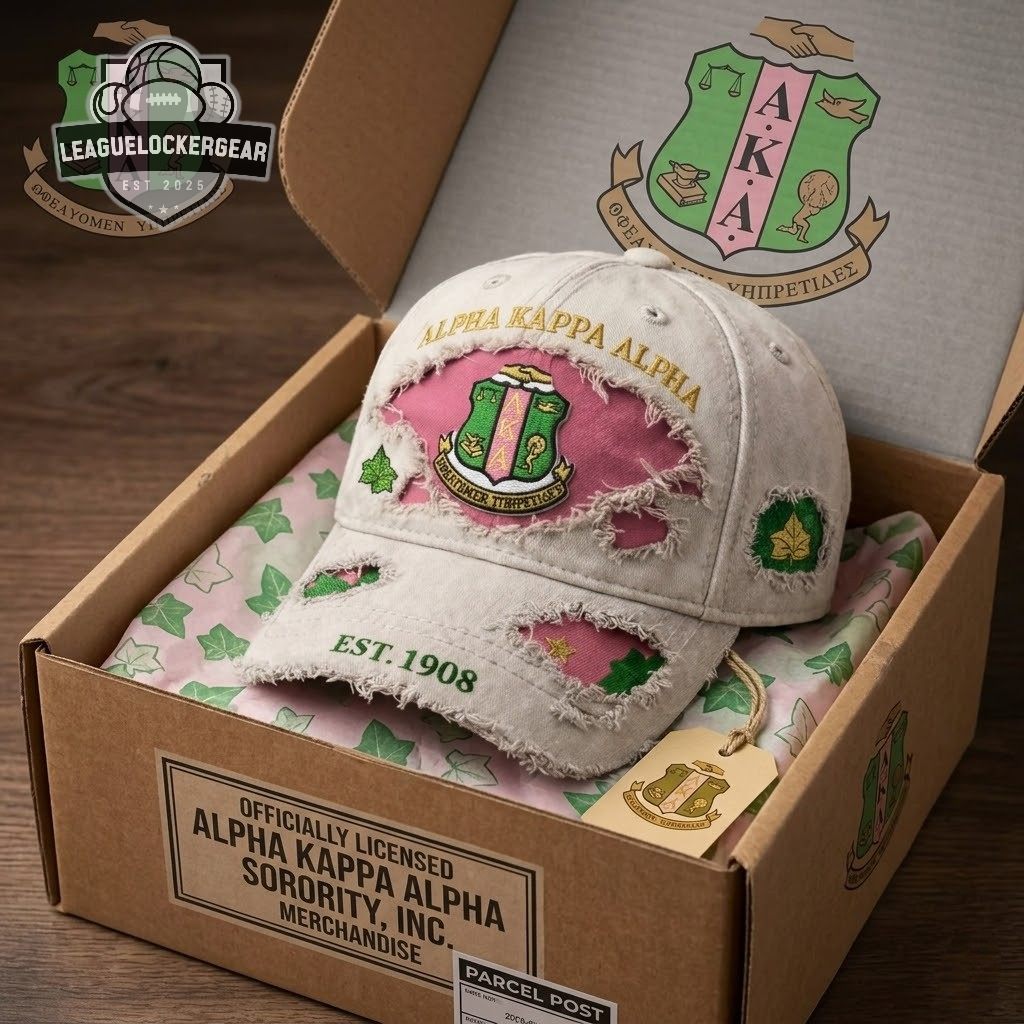 Alpha Kappa Alpha EST 1908 Distressed Ivy Leaf Baseball Cap