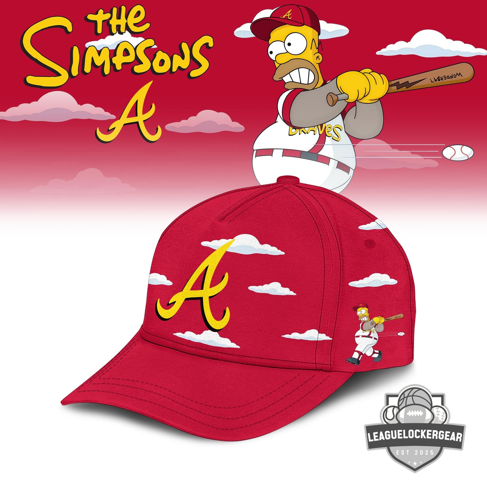 Atlanta Braves The Simpsons Homer Wonderbat Crossover Baseball Jersey
