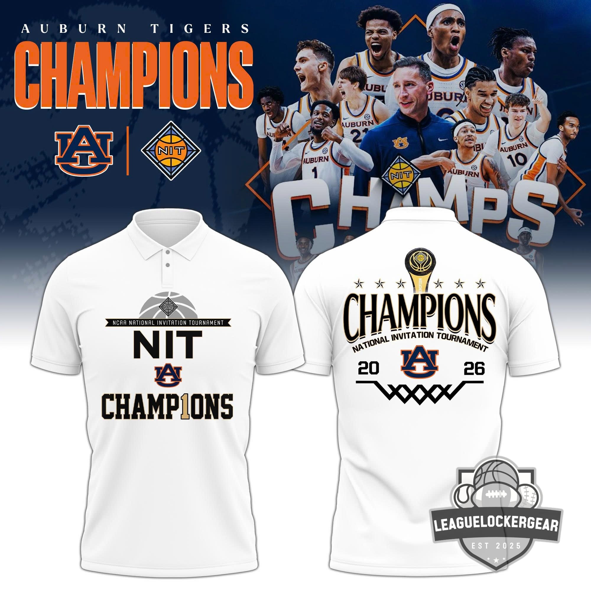 Auburn Tigers NIT National Invitation Tournament Champions 2026 Polo Shirt