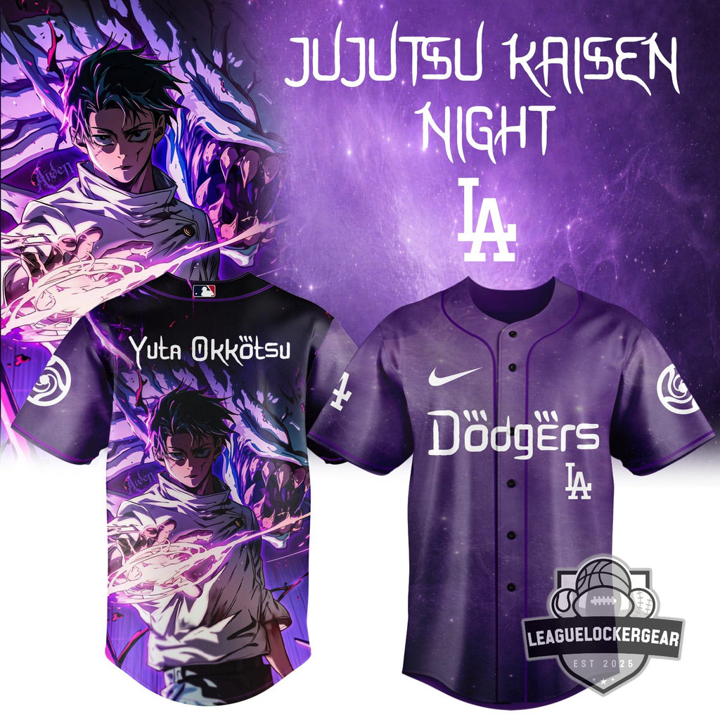 Los Angeles Dodgers Jujutsu Kaisen Night Yuta Okkotsu Baseball Jersey