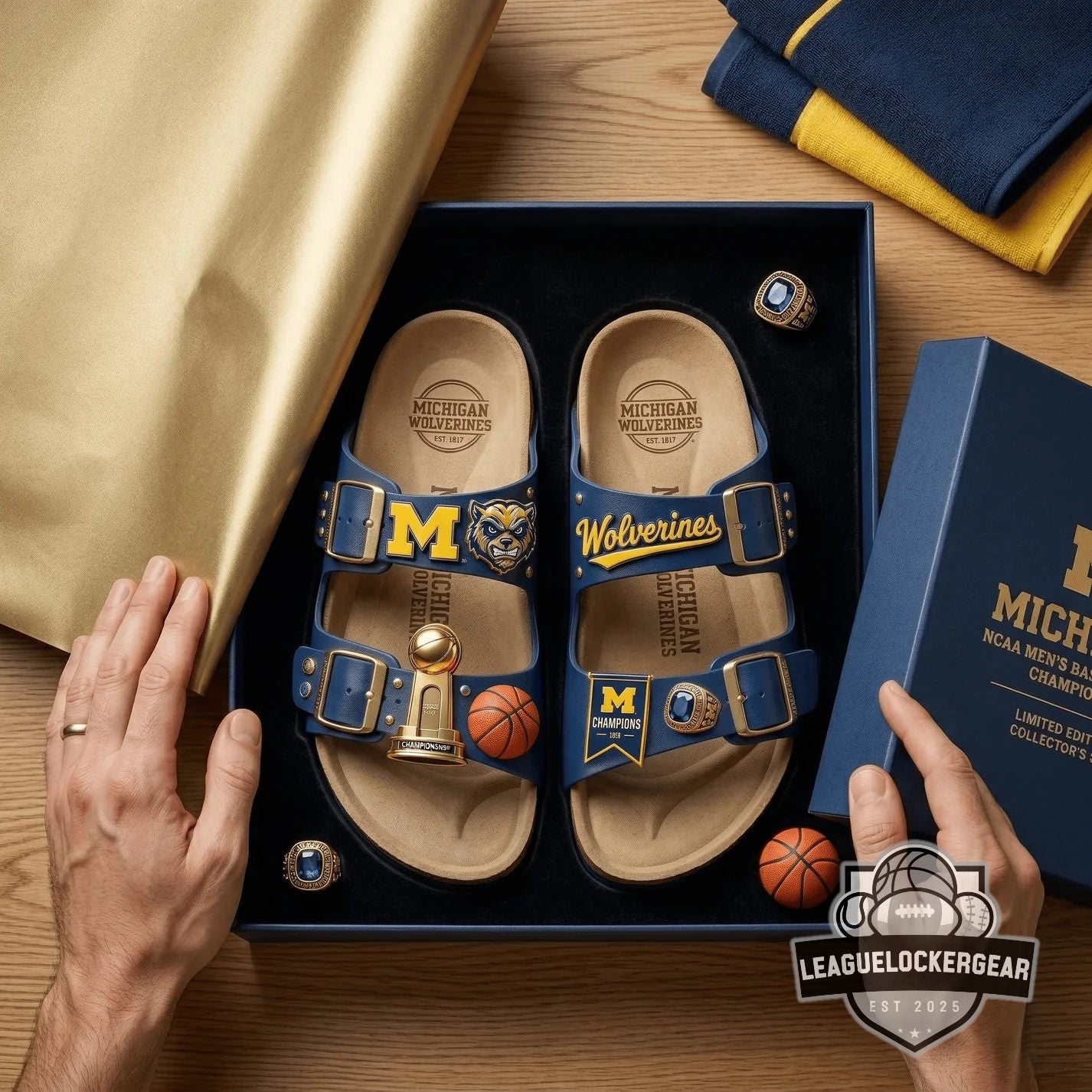 Michigan Wolverines NCAA Men’s Basketball Champions Sandals