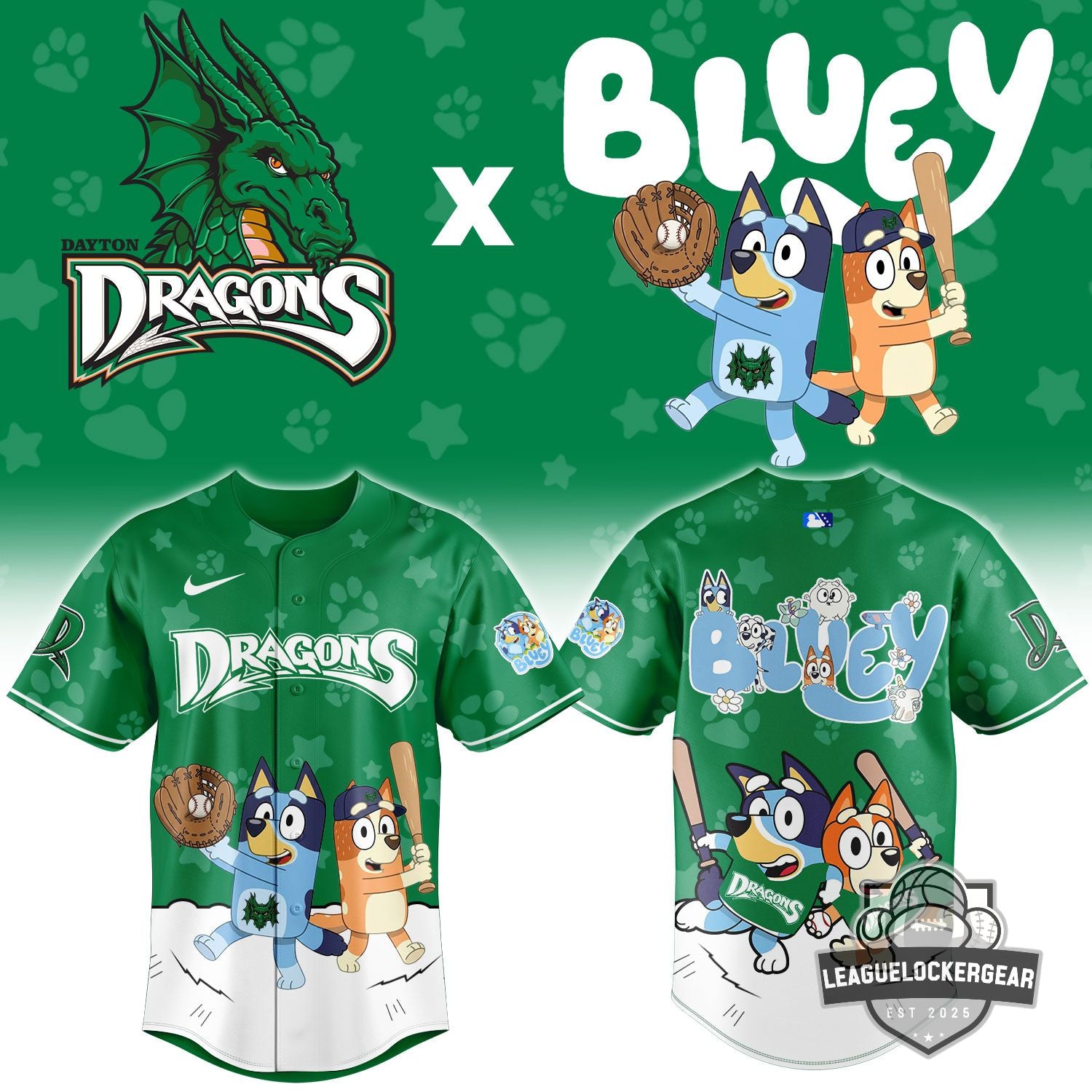 Dayton Dragons X Bluey Baseball Jersey
