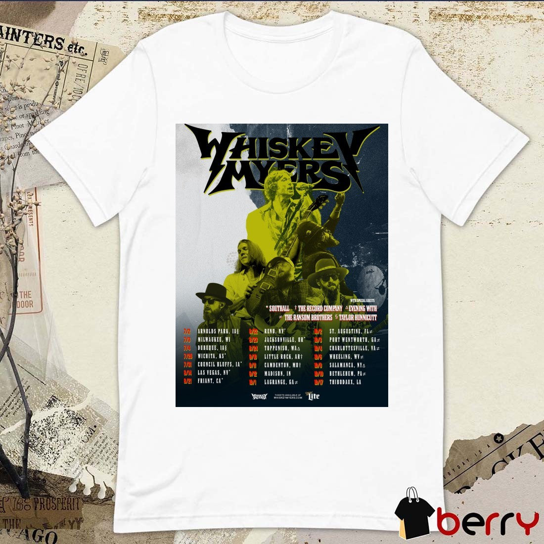 Whiskey Myers Southern Hospitality Tour July – October 2026 Events Poster t-shirt