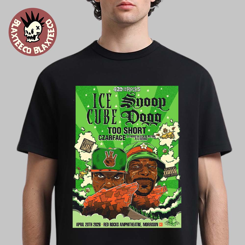 420 On The Rocks 2026 Ice Cube And Snoop Dogg Headliner In Morrison Colorado At Red Rocks Amphitheatre On April 20 2026 T-Shirt