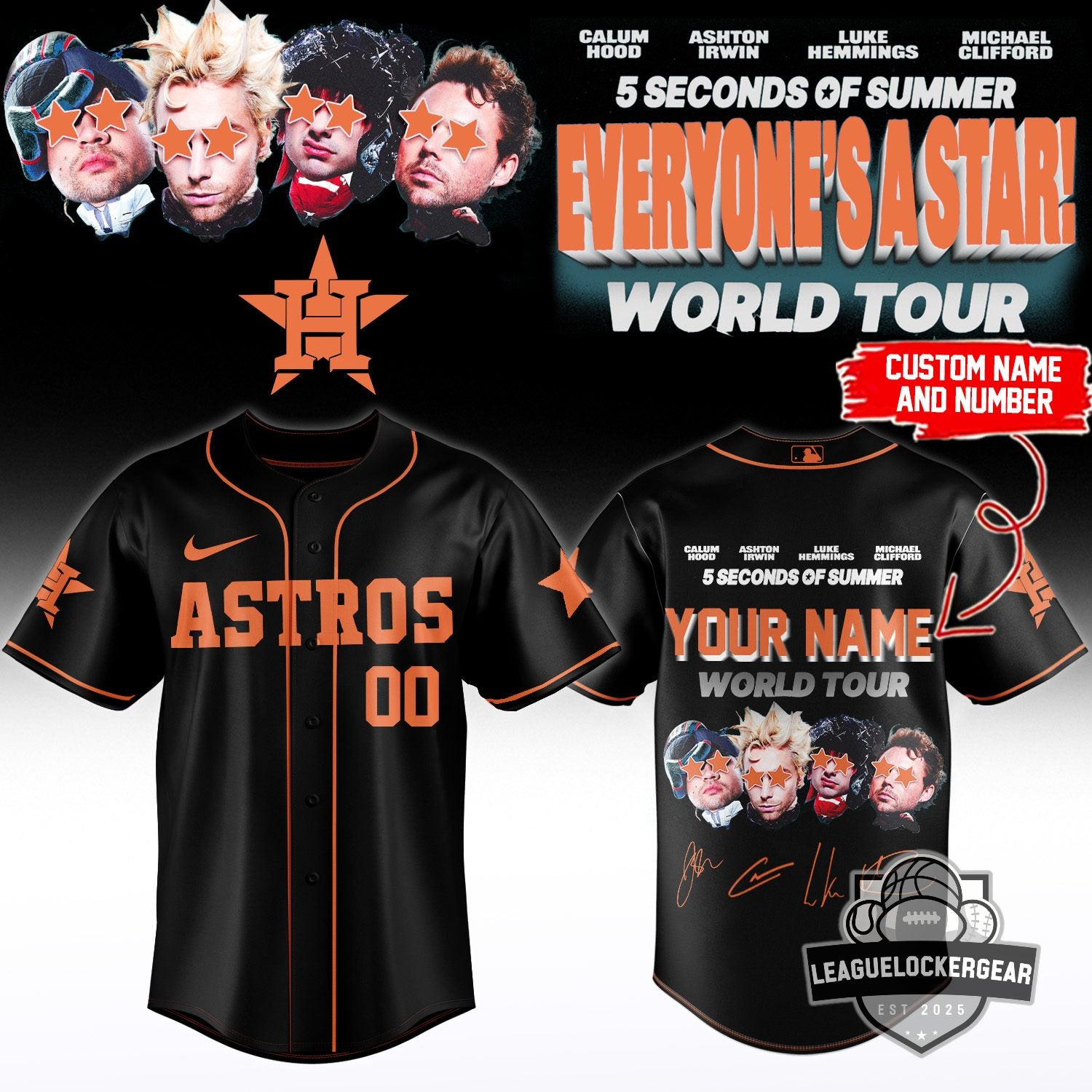 MLB x 5 Seconds Of Summer Everyone’s A Star World Tour Baseball Jersey