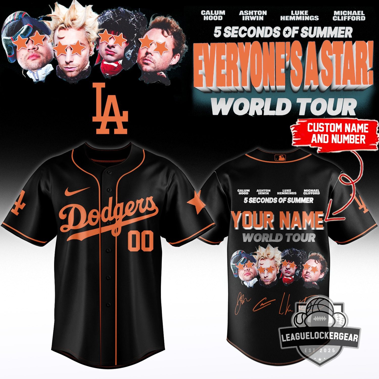 MLB x 5 Seconds Of Summer Everyone’s A Star World Tour Baseball Jersey