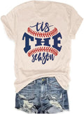 Baseball Shirts Women Tis The Season Baseball Mom T-Shirts Letter Print Graphic Tee Tops