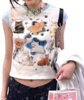 Y2k Graphic Baby Tee Women Grunge Emo Clothes Cute Aesthetic Crop Tops Alt Shirts