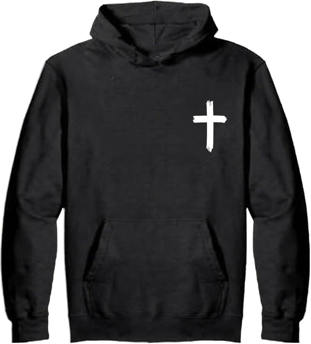 Christian Sweatshirts for Men Christ Cross Pullover Hoodie Inspirational Faith Graphic Long Sleeve Sweatshirt