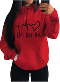 Women's Graphic Sweatshirts Long Sleeve Drawstring Hoodies Drop Shoulder Hooded Pullover Sweatshirt