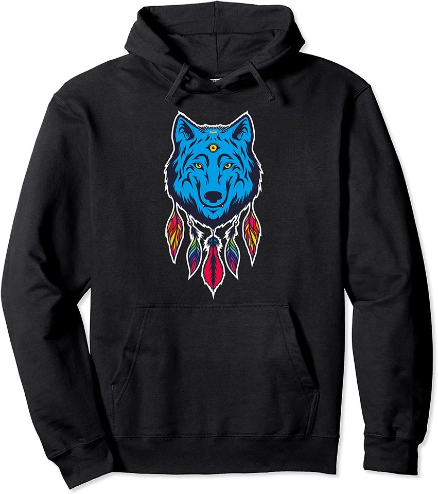 Wolf Dreamcatcher HoodieThree eyed wolf  Pullover
