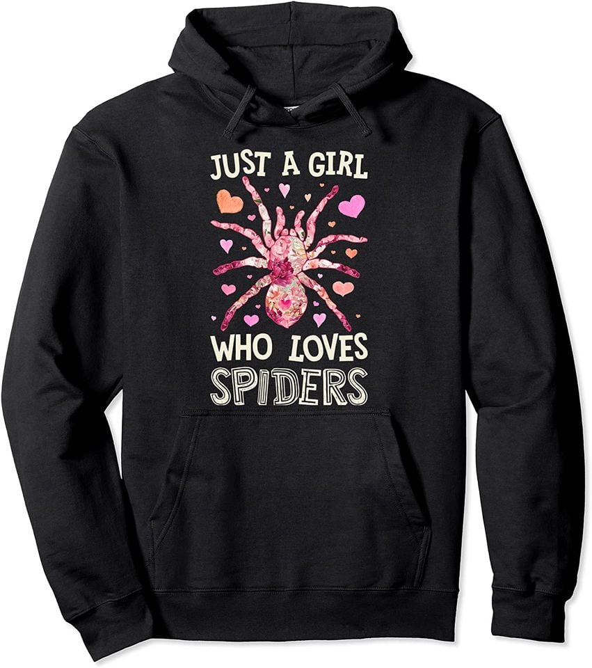 Cute Tarantula Spider Just A Girl Who Loves Tarantula Bug Insect Flower Pullover Hoodie