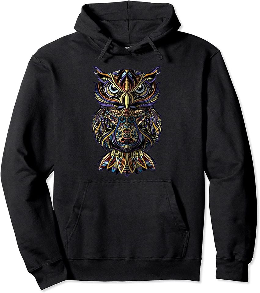 Angry Owl Hoodie  Geometric owl artistic wise angry nocturnal bird Pullover