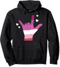Lesbian Sign Hoodie Rainbow Pride Lesbian Sign Language Gift Pullover