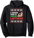 I Wish Merry Liftmas Ugly Christmas Sweater Gym Santa Gift Pullover Hoodie