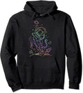 Trippy Color Hoodie Cat Trippy Colorful Line Art Space Astronaut Pullover