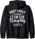 Most Likely To Christmas Humor PJs Family Matching Zip Hoodie