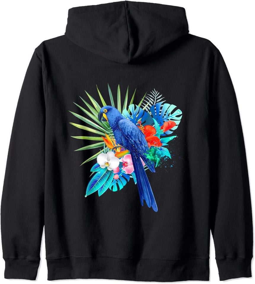 Watercolor Splash Hoodie Floral parrot colorful flowers parrot