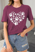 Womens Dog Lover Cat Paw Graphic Tee - Dog Mom Gifts for Girls