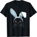 Black Cat with Bunny Ears Cute Easter Boys Kids Cat Lovers T-Shirt