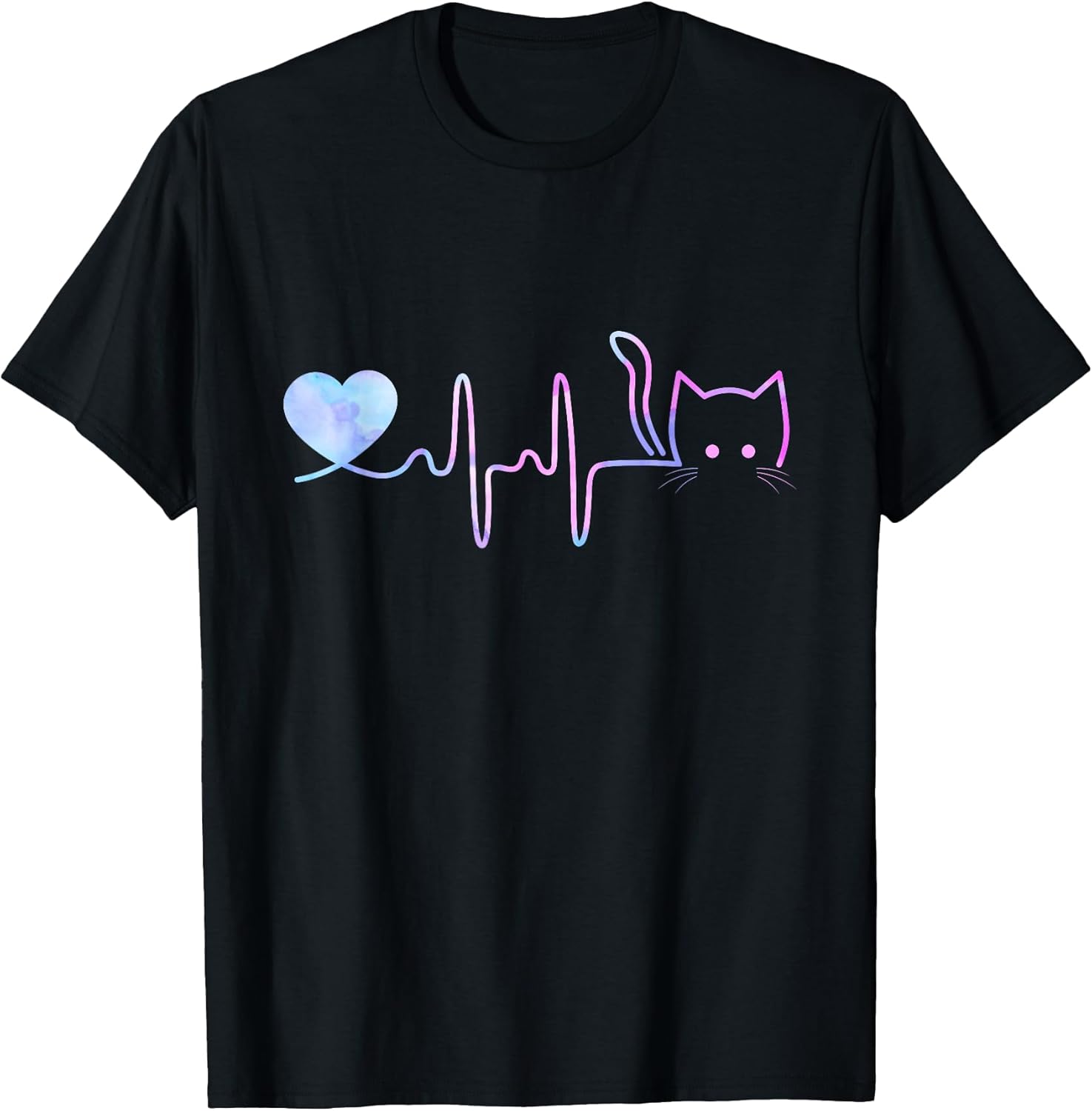 Heartbeat Cat Lover Shirt for Women Animal Cute Cat T-Shirt