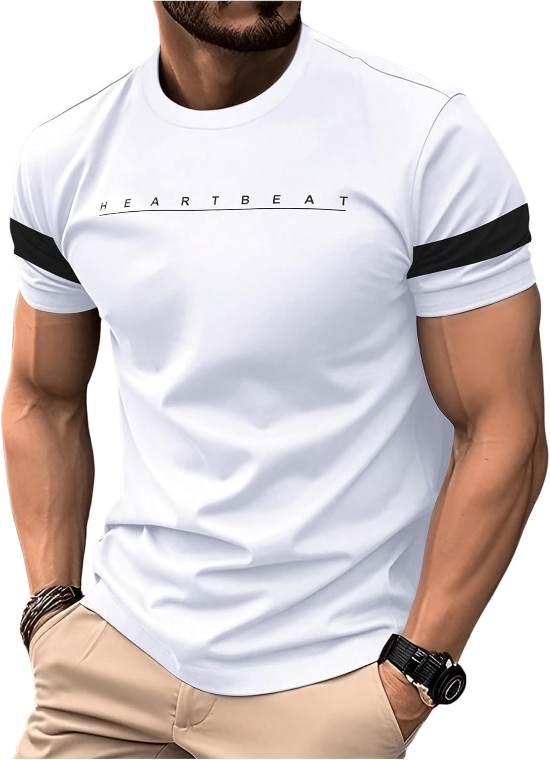 Men's Short Sleeve Graphic Tees Letter Print Tee Crew Neck Tops Summer Muscle T Shirts