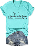 Kindness is Free Shirt Women Be Kind Teacher Tshirts Inspirational Positive Motivational Short Sleeve T-Shirts Tops