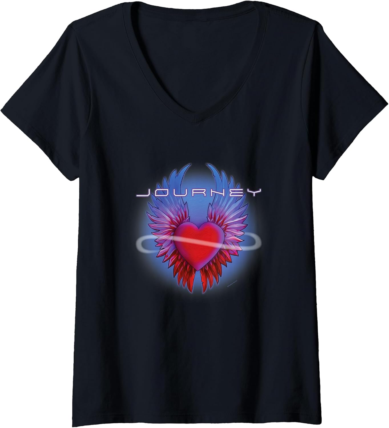Women's Journey Band Infinity Winged Heart Music Vintage Band V-Neck T-Shirt