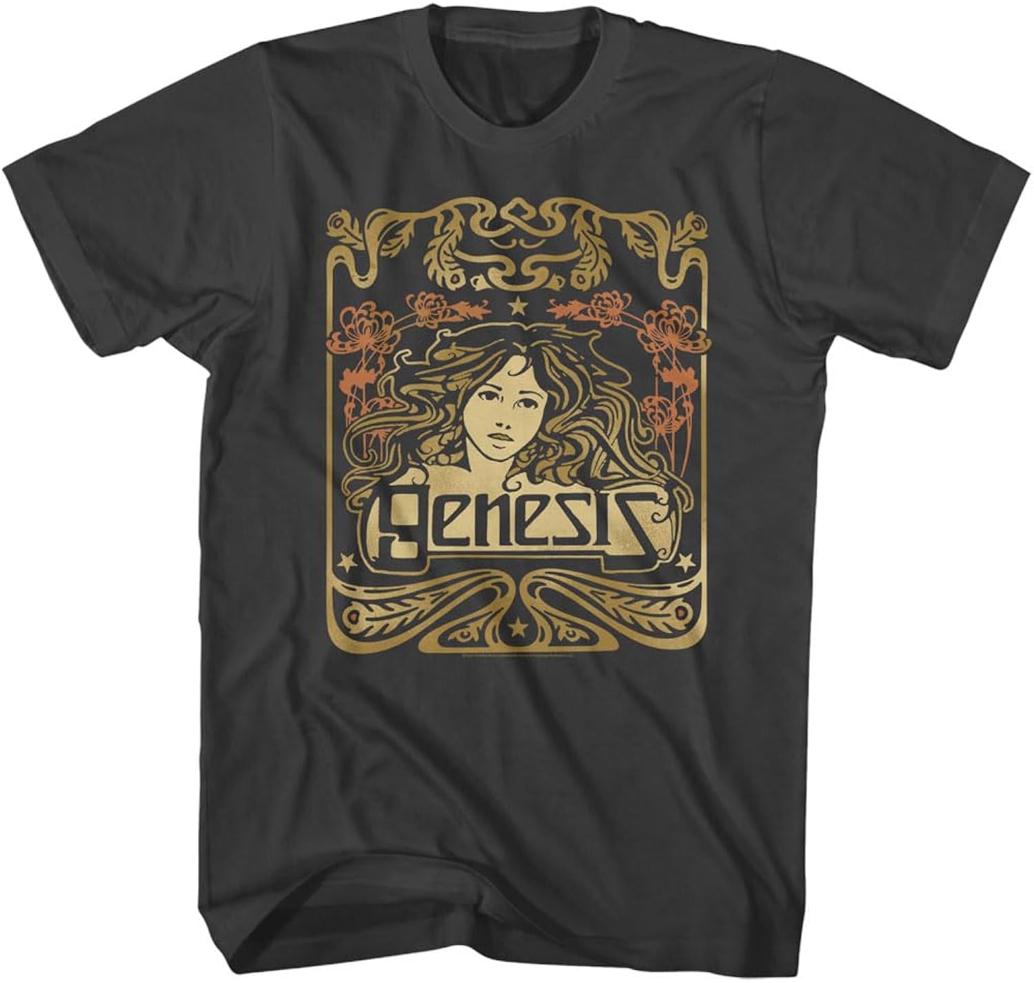 Genesis Band Art Nouveau Style Print Adult Short Sleeve T Shirt 80s Music Vintage Style Graphic Tees