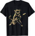 Cat Playing Guitar Rock Star Rock and Roll Men Women Kids T-Shirt