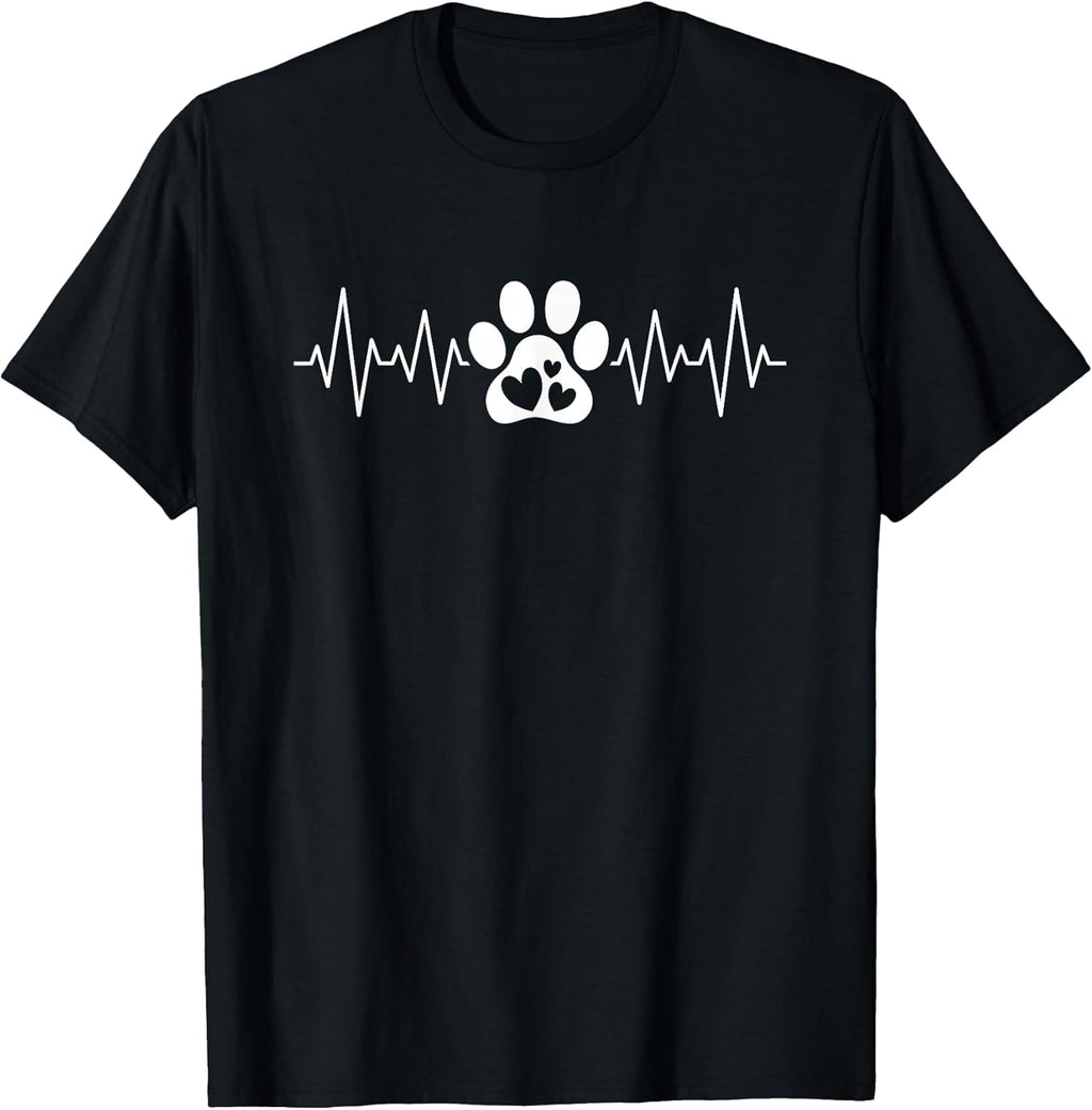 Cute Dog Paw Heartbeat Dog Lover Women Girls T-Shirt