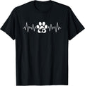 Cute Dog Paw Heartbeat Dog Lover Women Girls T-Shirt