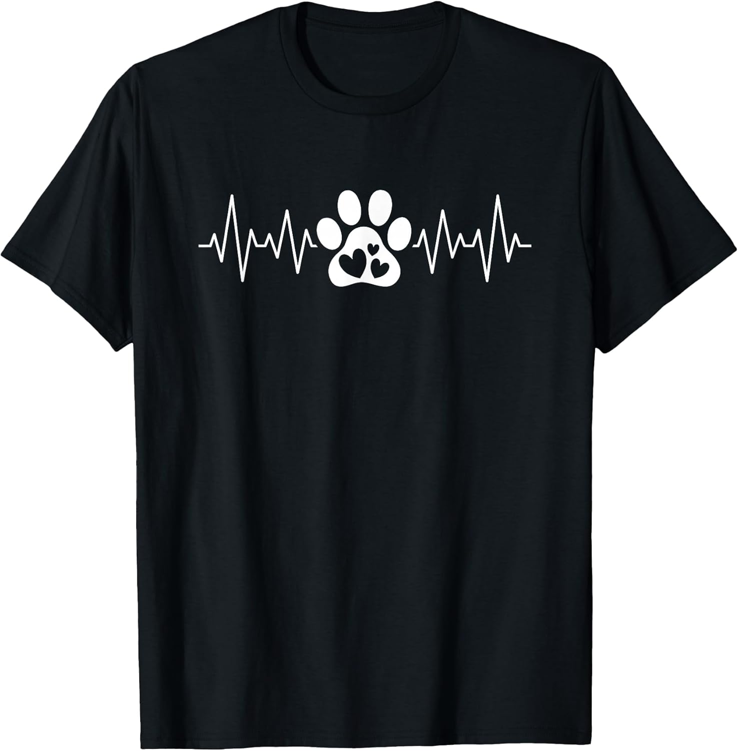 Cute Dog Paw Heartbeat Dog Lover Women Girls T-Shirt