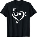 Treble Bass Clef Heart TShirt Music Love Orch Dork Band Nerd T-Shirt