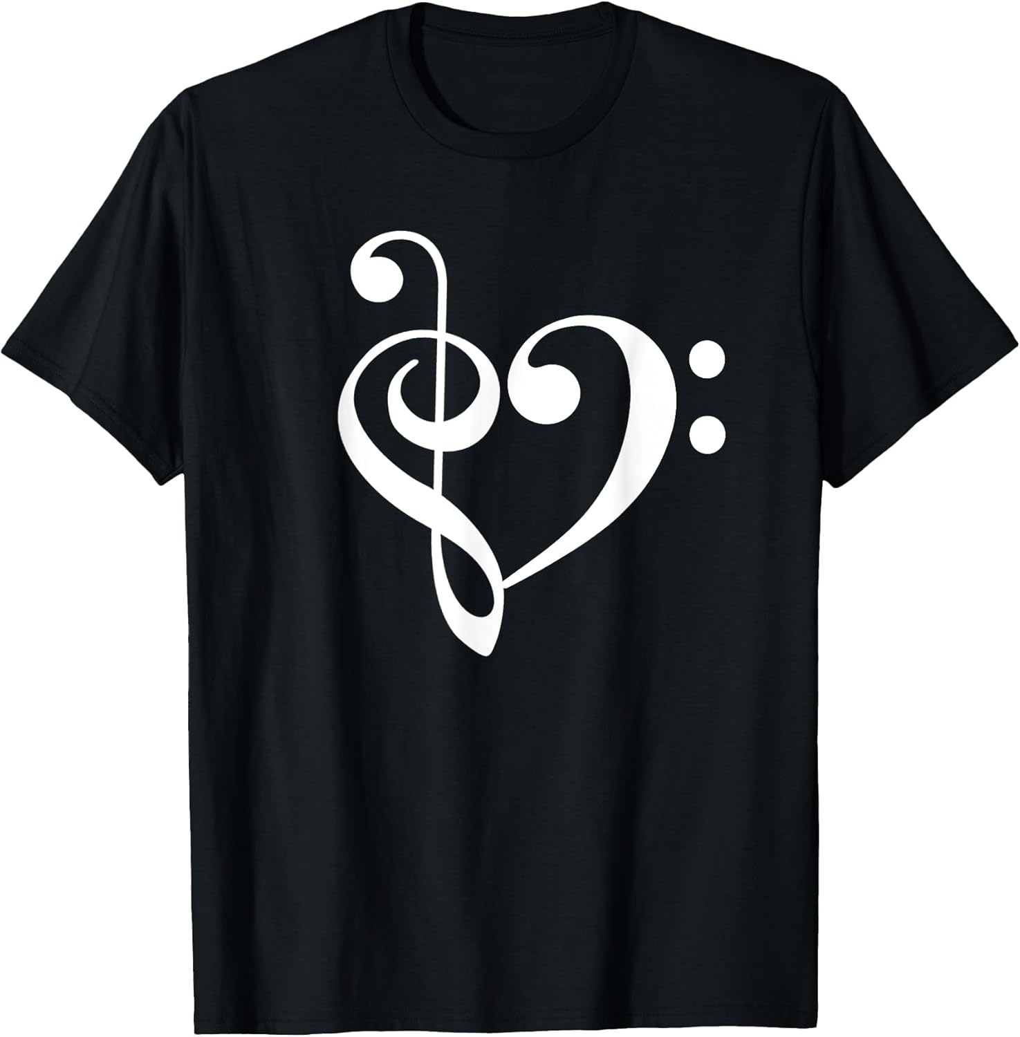 Treble Bass Clef Heart TShirt Music Love Orch Dork Band Nerd T-Shirt