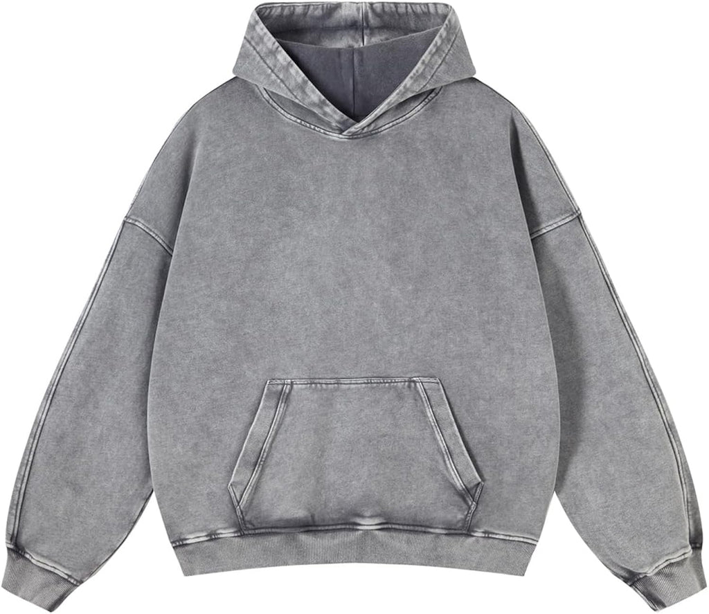Mens Oversized Hoodies Pullover Women Fall Acid Wash Plain Preppy Hoodie Streetwear Cotton Vintage Hooded Sweatshirt